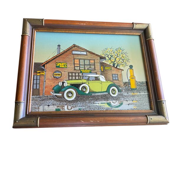 H. Hargrove Serigraph Oil Painting on Canvas Antique Car, General Store – Framed - Picture 2 of 16